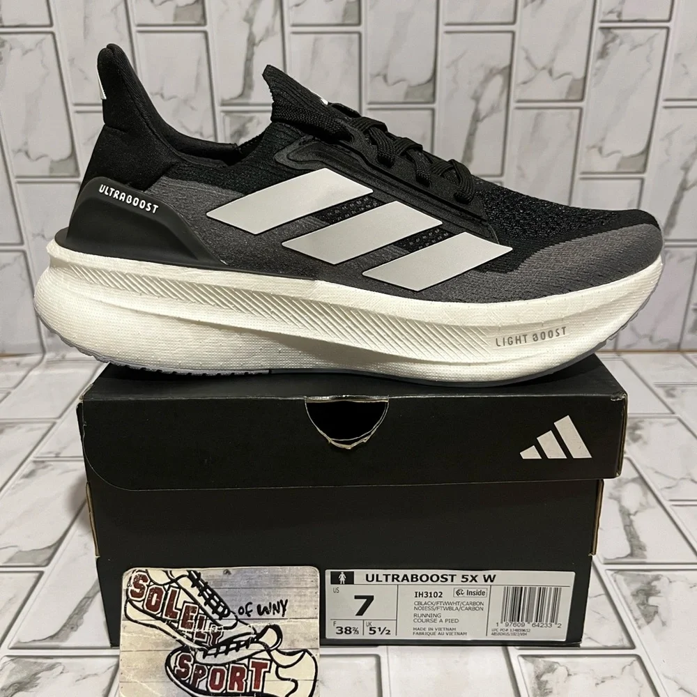 New Adidas Ultraboost 5X Ultra Boost Running Shoes Black Grey White Training